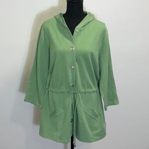 Denim & Co. French Terry 3/4 Sleeve Anorak w/Hood